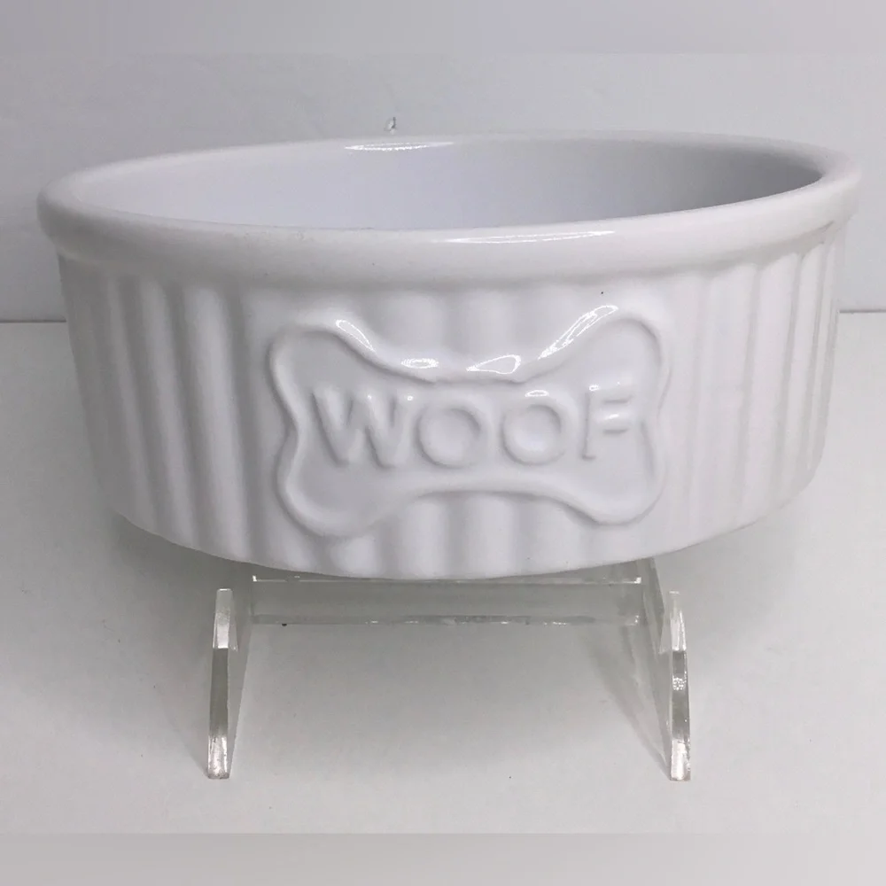 Pet Bowl WOOF White Ceramic Animal Planet New 6” x 2”